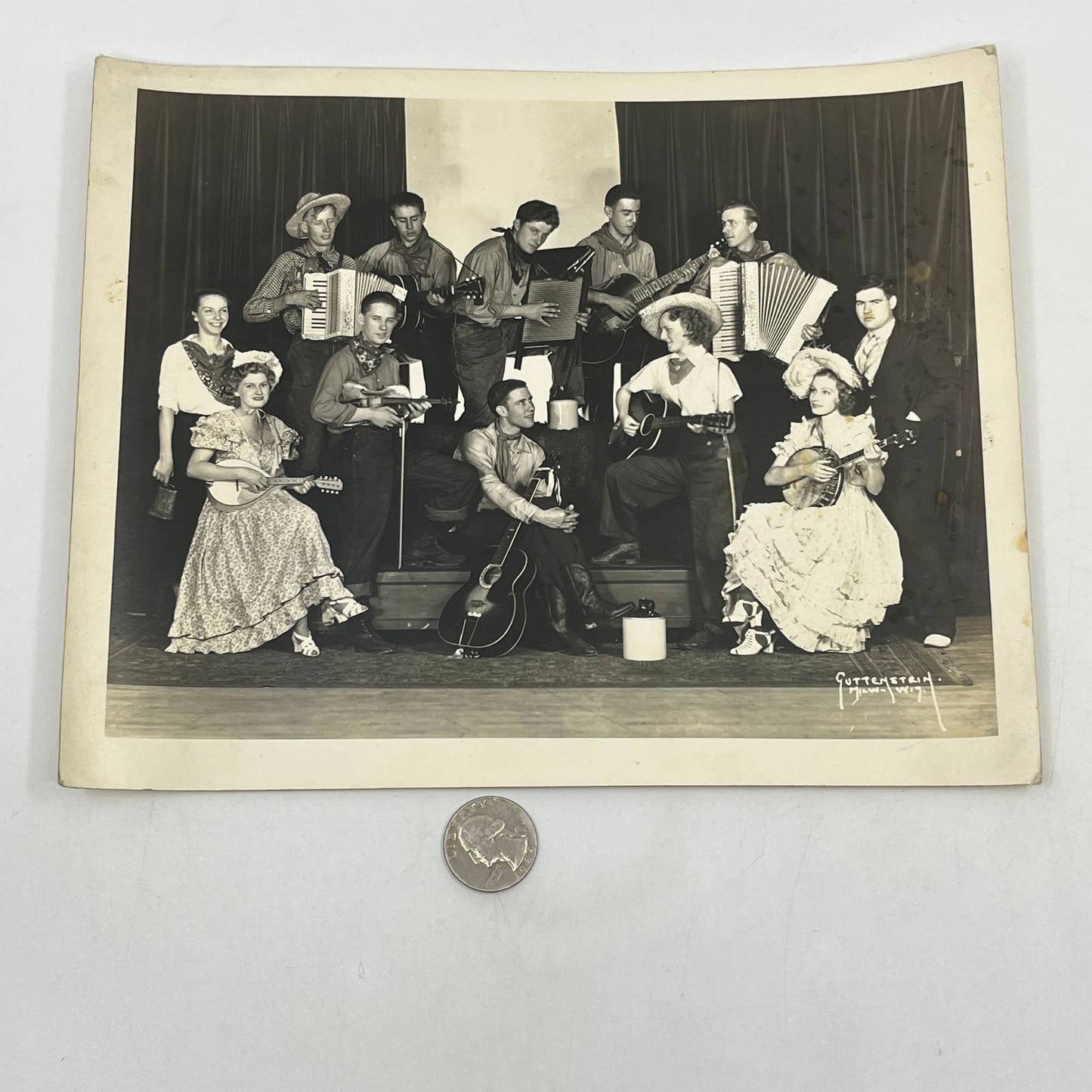 1950s Country Western Music Group Men & Women Instruments Photograph 8x10" AB7