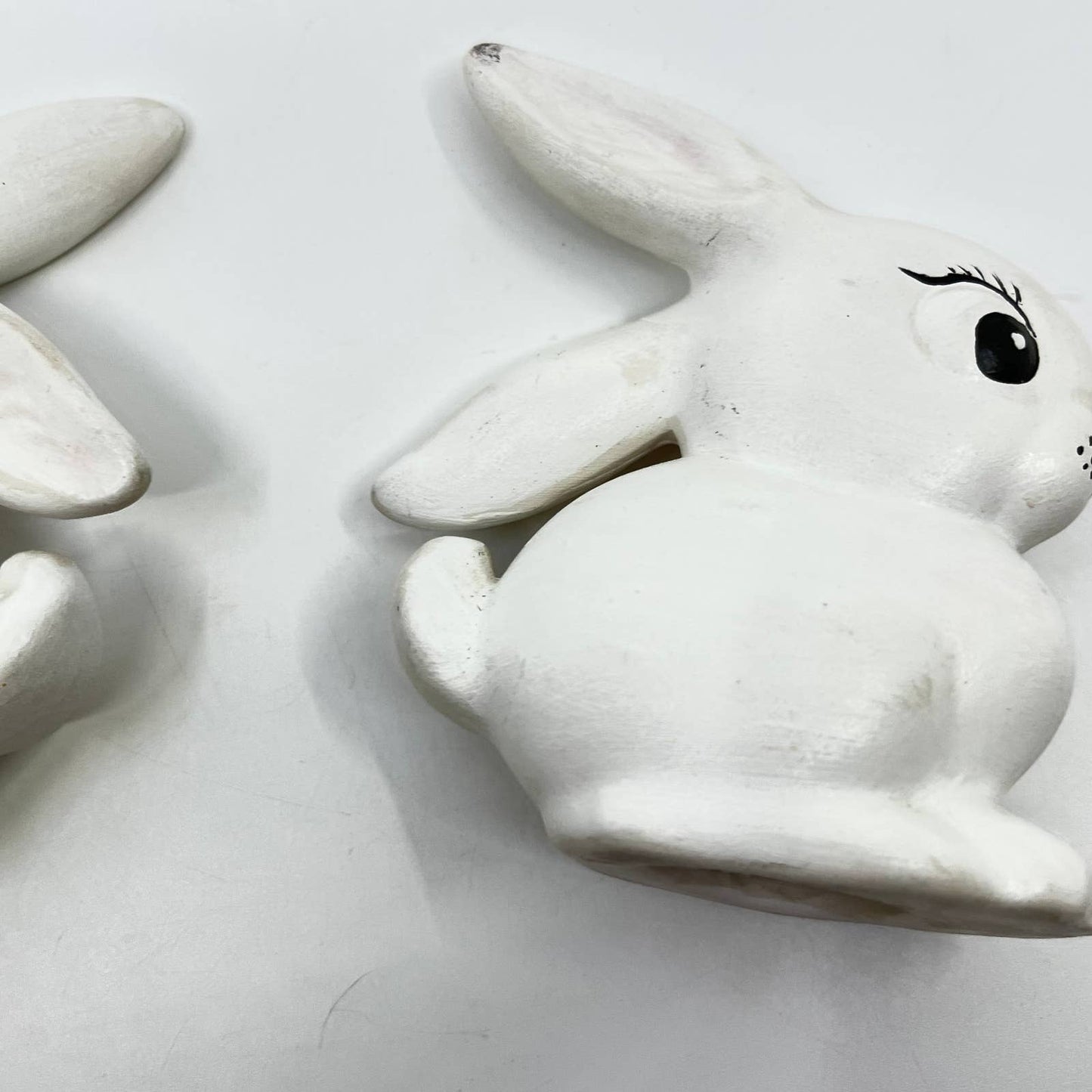 Vintage Kitsch Ceramic Hand Painted Easter Bunny Set of 2 TE7