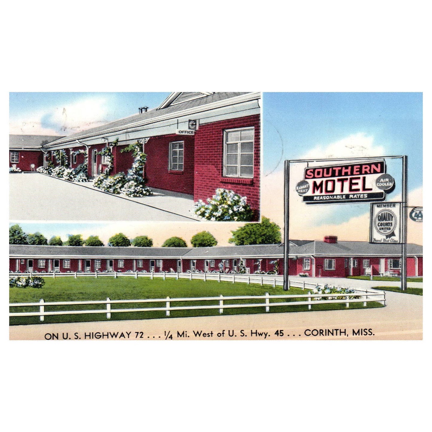 Southern Motel Corinth Mississippi L.B. Mathis 1953 - Postcard TJ8-2