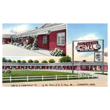 Southern Motel Corinth Mississippi L.B. Mathis 1953 - Postcard TJ8-2