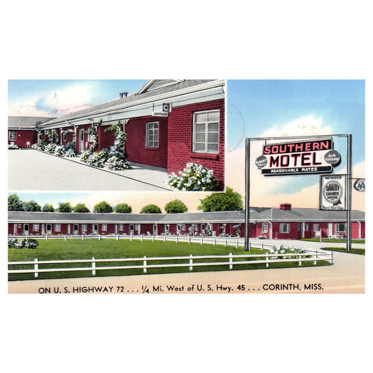 Southern Motel Corinth Mississippi L.B. Mathis 1953 - Postcard TJ8-2