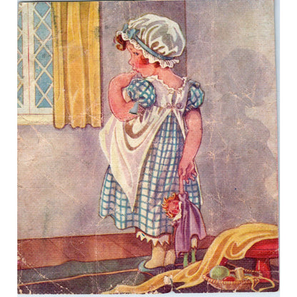 Antique Print Double Sided Nursery Rhyme Sulky Sue and Tommy Snooks 5.5x6 TJ1-2