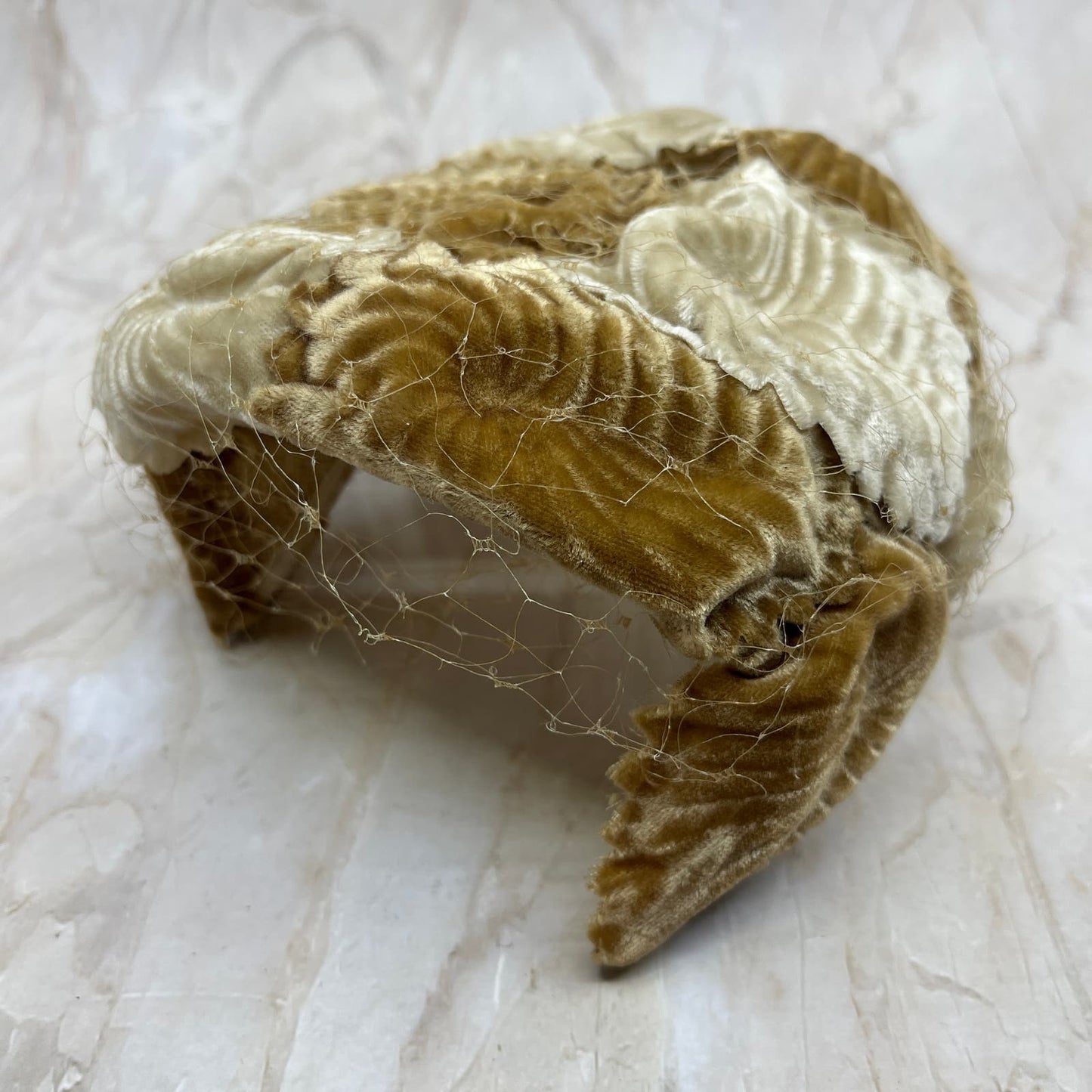Vintage Brown Suede Leaf Casque 1950’s Juliet Halfhat Ladies Hat HB1