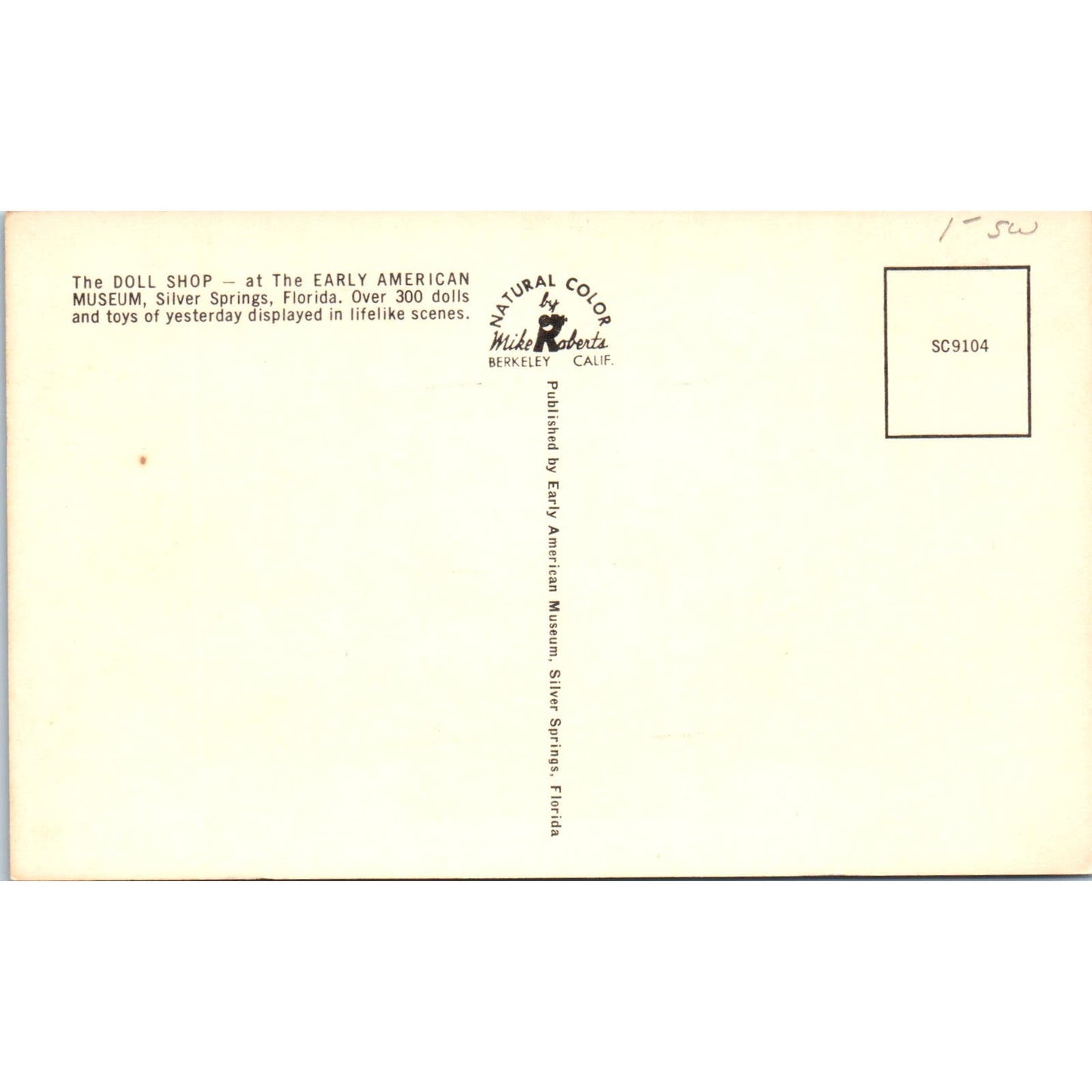 Doll Shop Early American Museum Silver Springs Florida Original Postcard PB7
