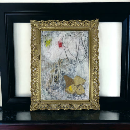 Original Framed Mixed Media Abstract Art Painting 8x6 “Announcement" w/ COA TJ9