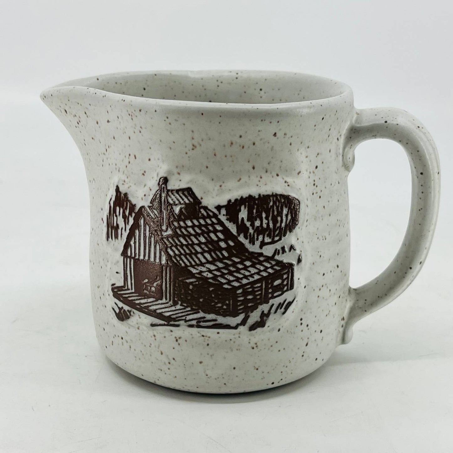 Onion River Pottery OLD MILL SPECKLED Stoneware Syrup Pitcher Creamer 3.5” TA5