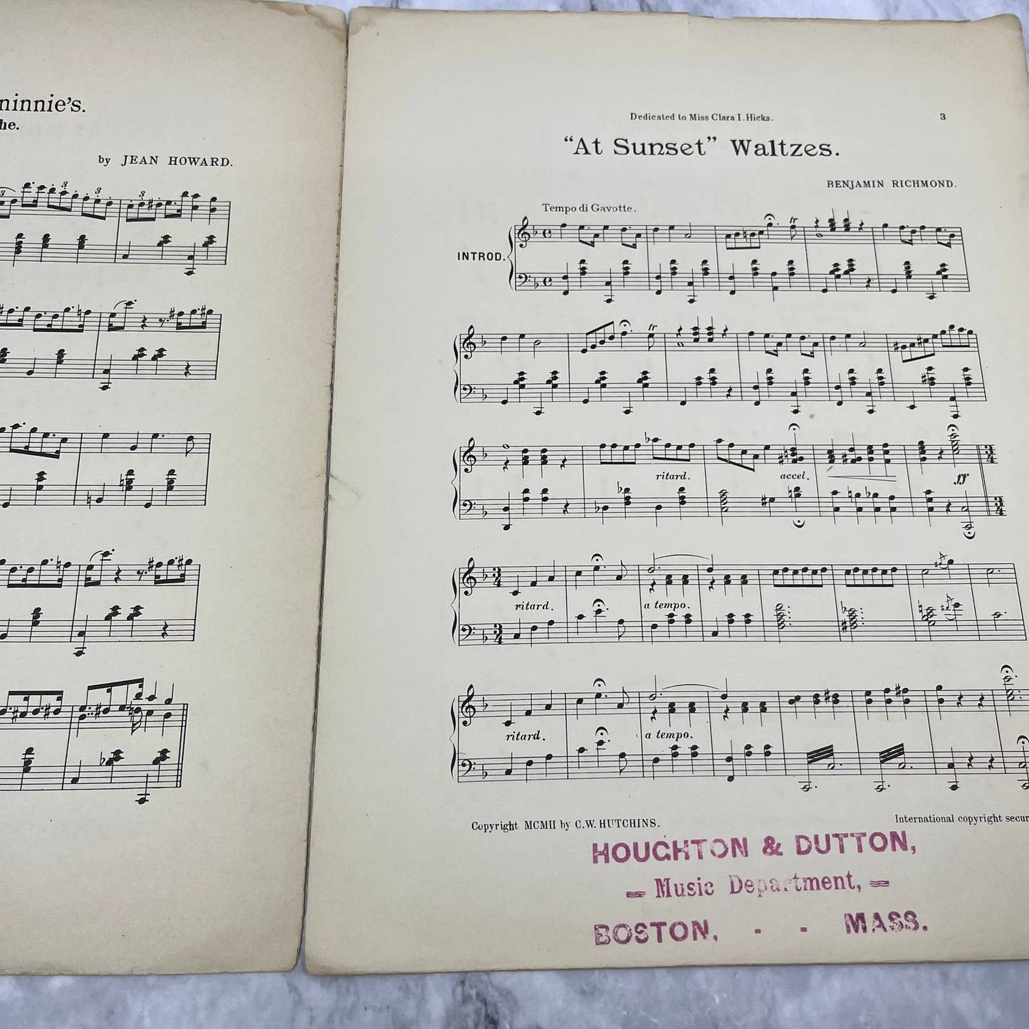 1902 Sheet Music - At Sunset Waltzes by Benjamin Richmond TH1