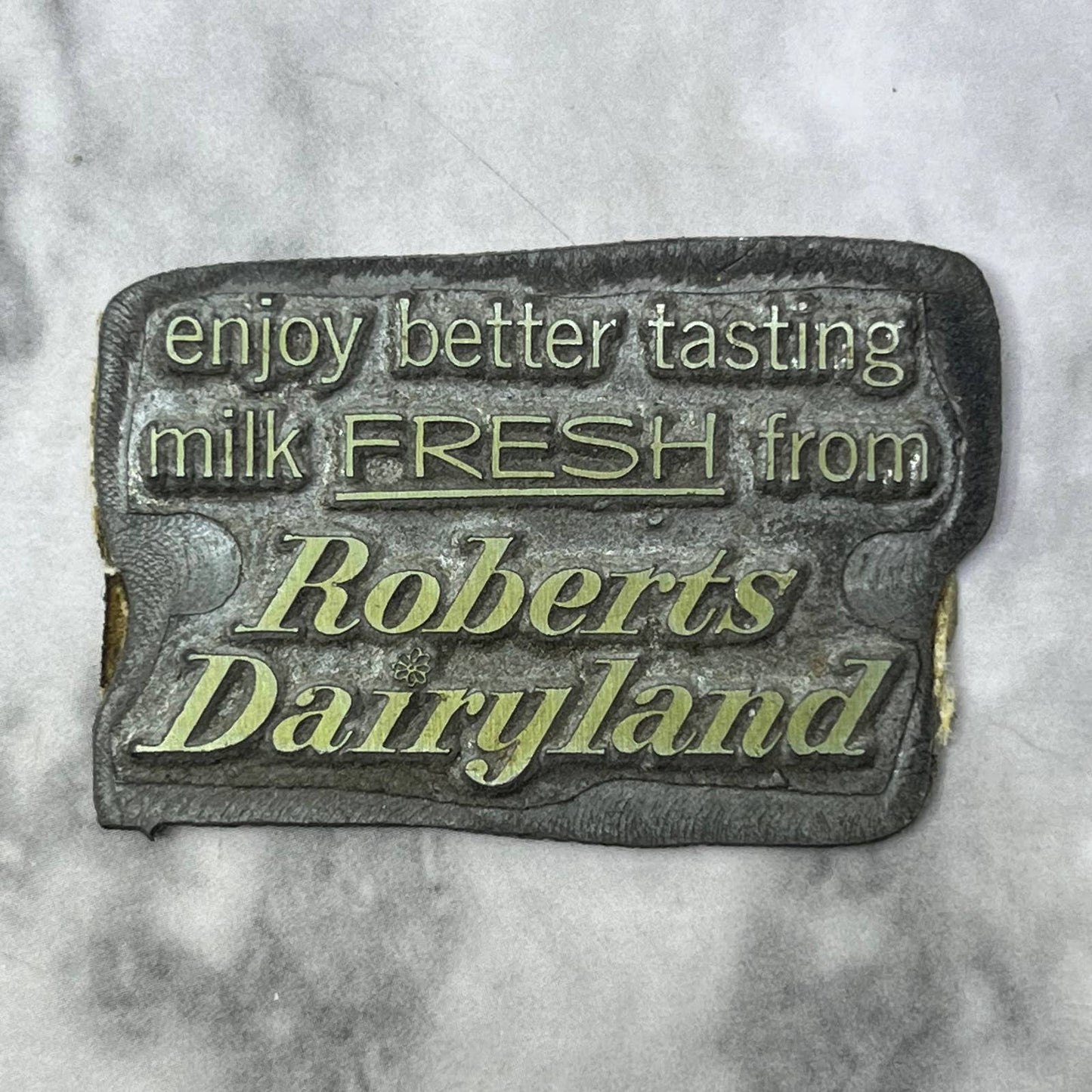 Vintage Printing Letterpress Printers Block Plate Roberts Dairyland Milk TJ59