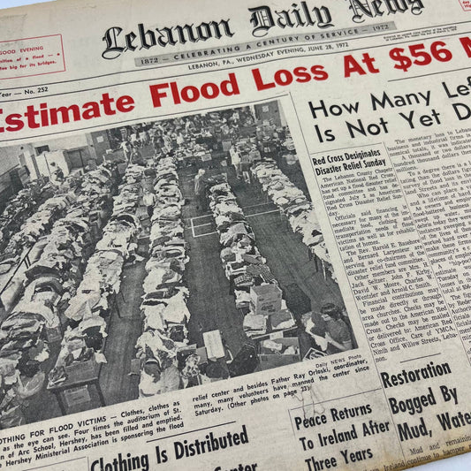 1972 June 28 Lebanon Daily News Hurricane Agnes $56 Million Flood Loss TH6