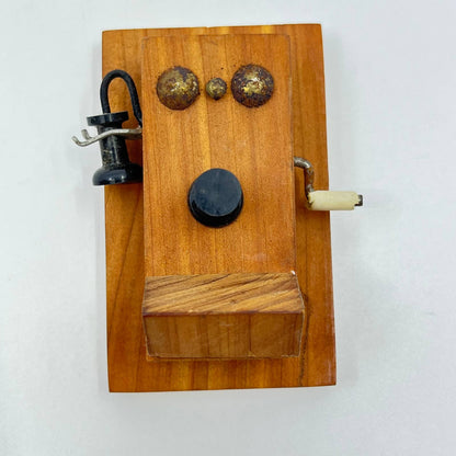 Vintage Handmade Cedar Old Fashioned Telephone Magnet Doll House Furniture TF7-5