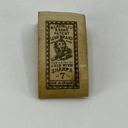 1893 Edwardian Sewing Needle Packet Collectible W. Crowley & Sons Lion Brand SC4