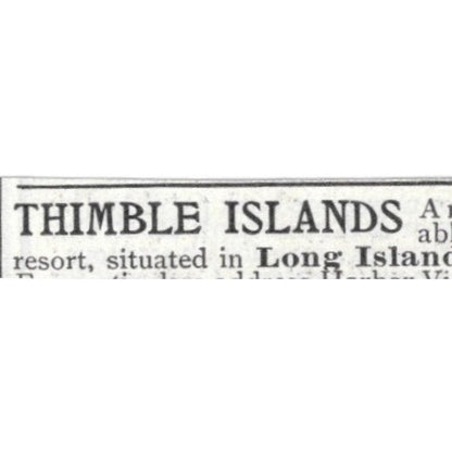 Thimble Islands Resort Long Island Sound Stony Creek CT 1903 Original Ad AK5-S32