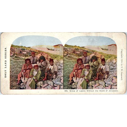 Group of Lepers Without the Walls of Jerusalem - Antique Stereoview Card H3-2