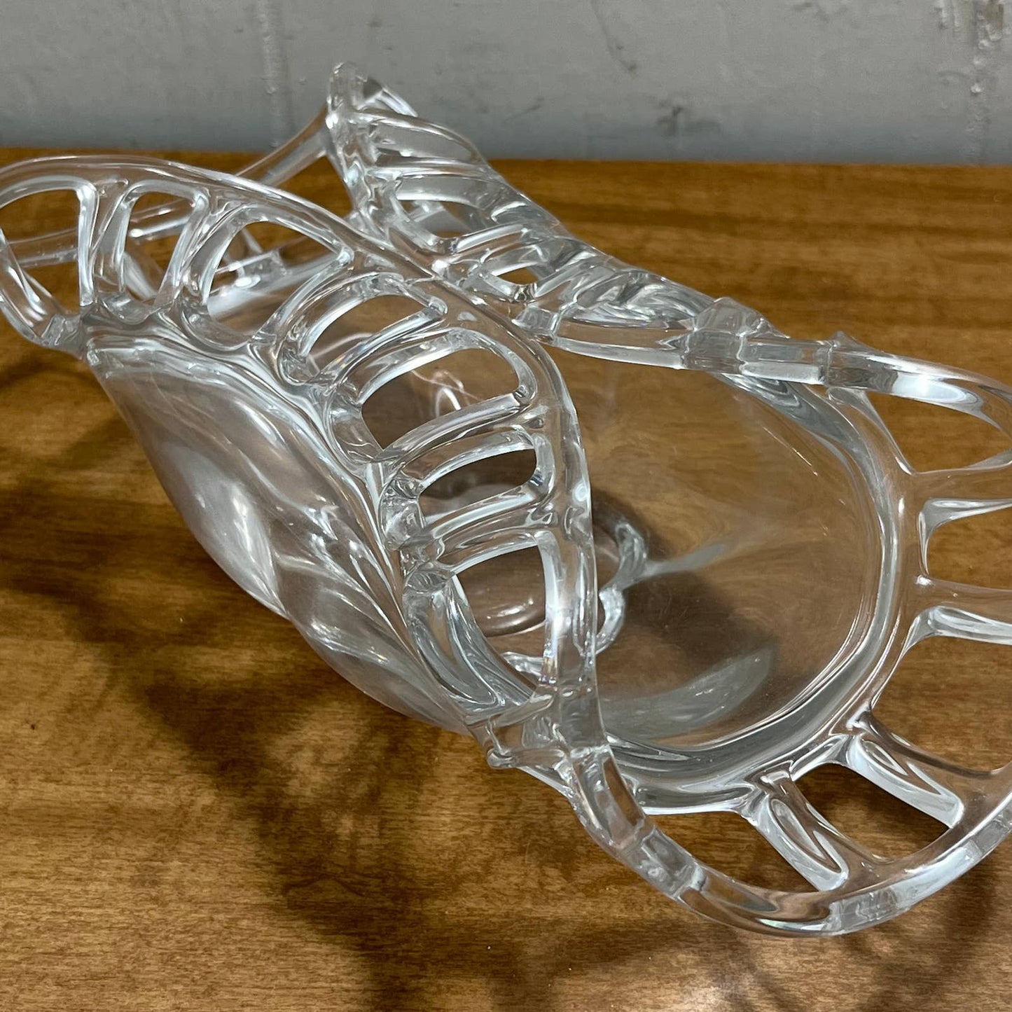 Vintage Art Glass Lattice Edge Pinched Glass Tray 10 x 4” TI5