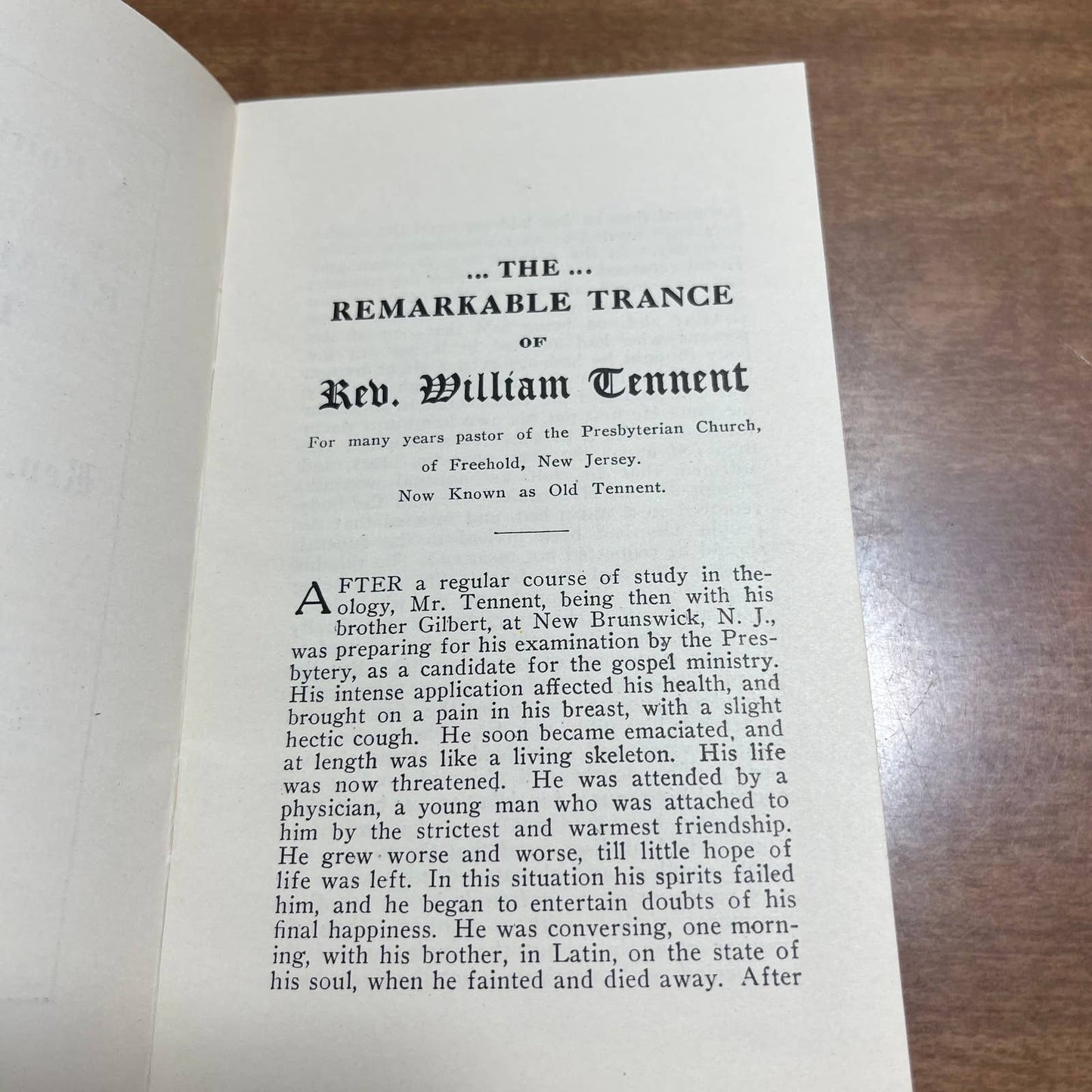 1920 The Remarkable Trance of Rev. William Tennent Church Souvenir New Jersey A7