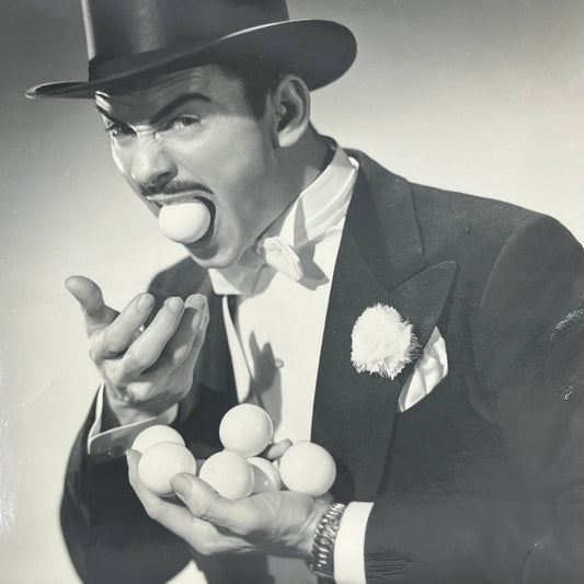 1950s Magician in Tuxedo & Tophat w/ Ping Pong Balls Photograph 8x10" AB7