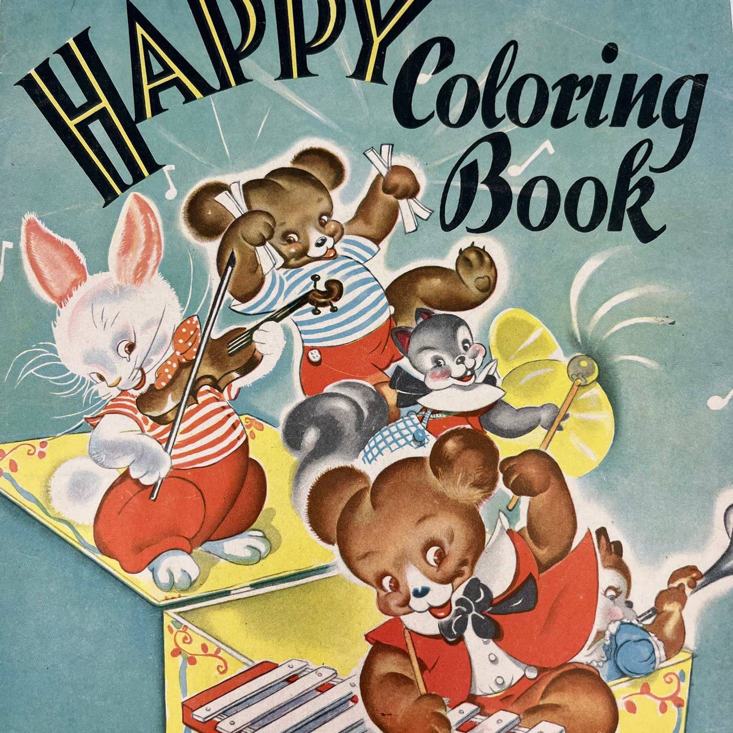 1946 Jumbo Happy Coloring Book Swendell Campbell Saalfield Akron Ohio TB4