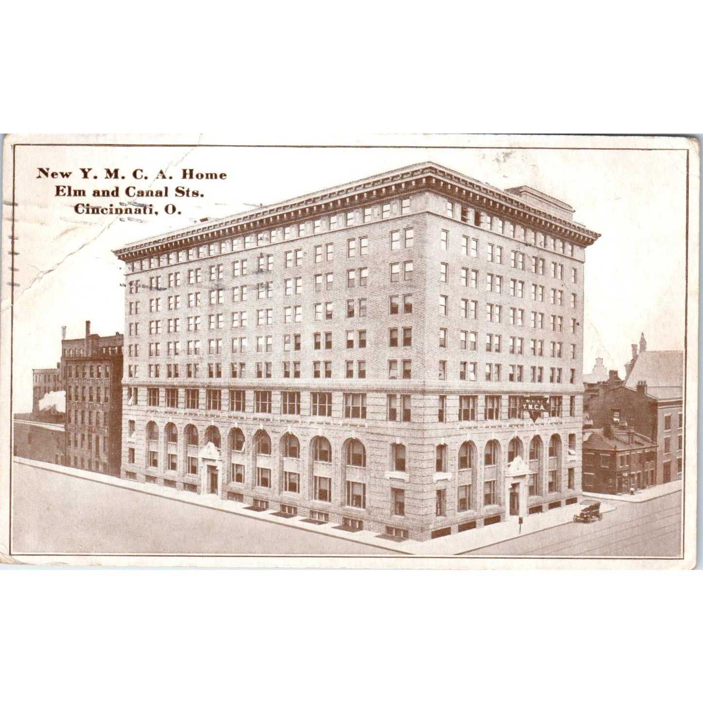 1918 Postcard New YMCA Home Elm & Canal St. Cincinnati OH TD8-O2