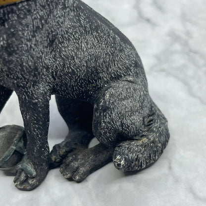 Vintage Hand Painted Ceramic Black Lab Dog Figurine 3.5” TE2