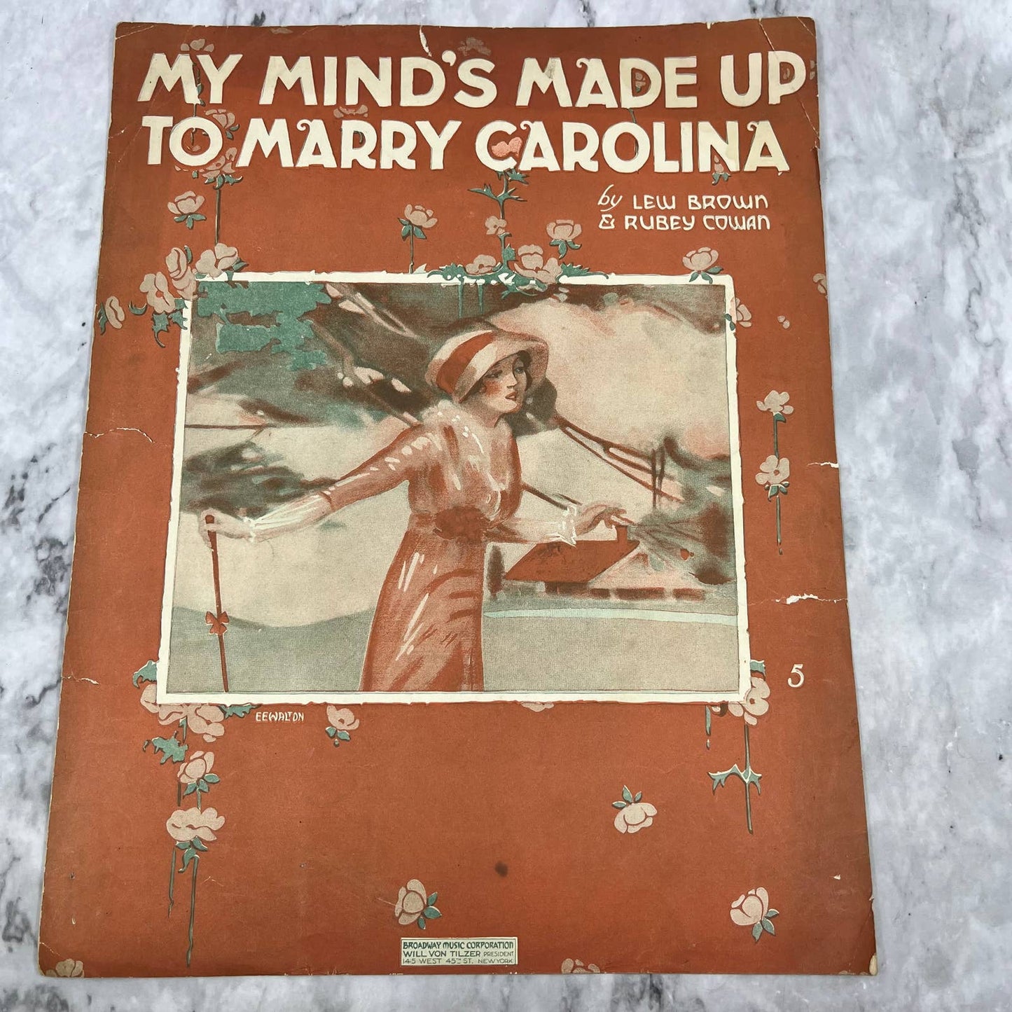 My Mind's Made Up To Marry Carolina L Brown R Cowan 1917 Antique Sheet Music TI1