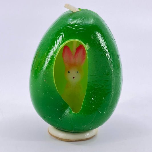 1950s Gurley Novelty Candle PEEK-A-BOO EGG Baby Bunny Lime Green SC8