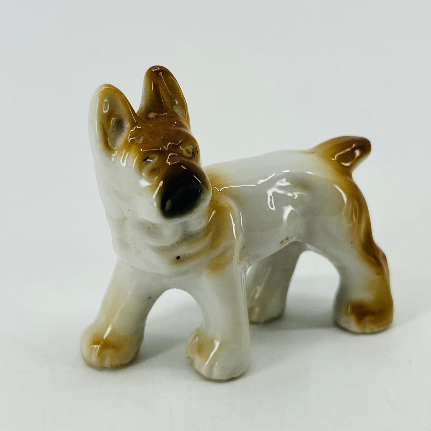 Vintage Brown & White Boxer Dog Hand Painted Porcelain 2.5” SB2