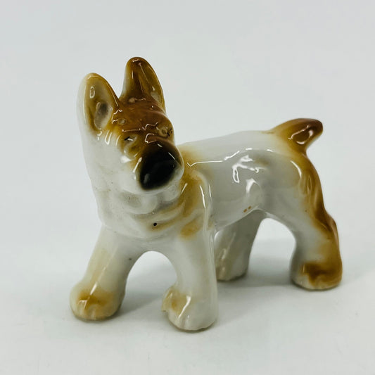 Vintage Brown & White Boxer Dog Hand Painted Porcelain 2.5” SB2