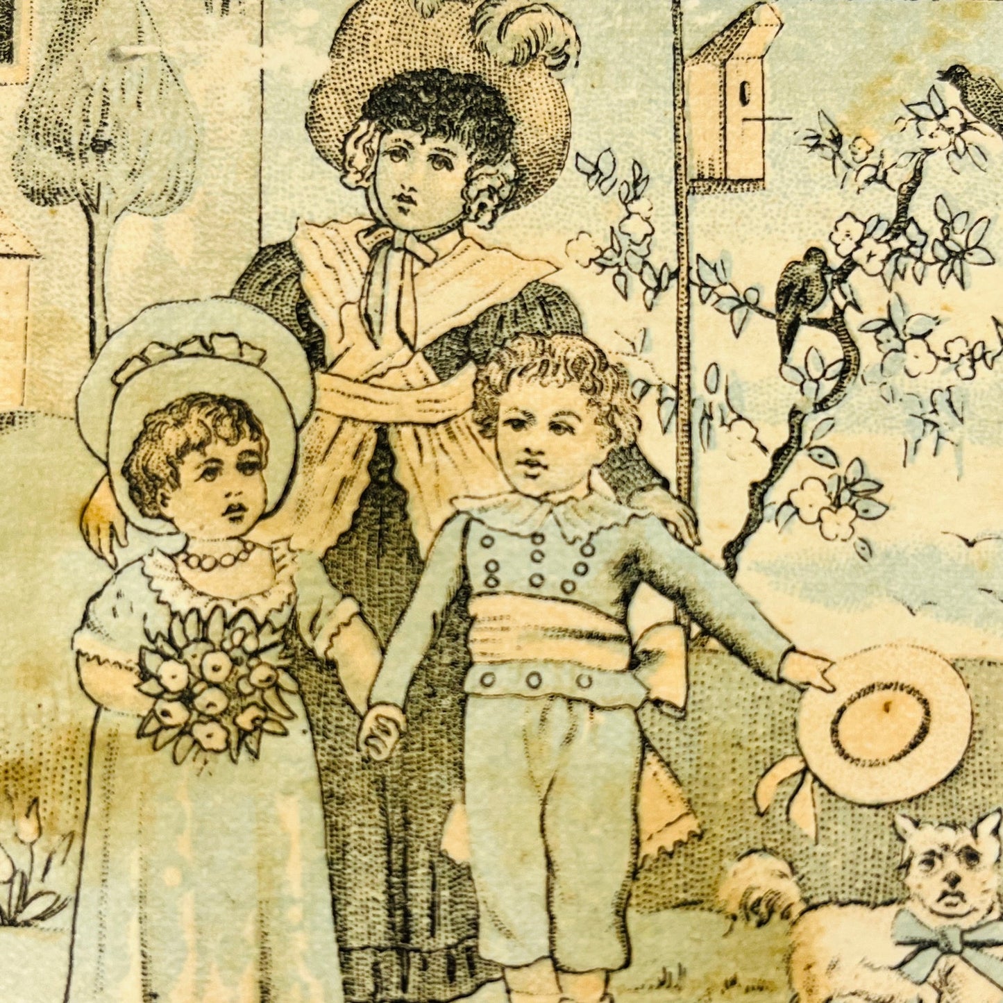 1880 Victorian Trade Card Great Atlantic & Pacific Tea Co Children & Dog AH9-M10