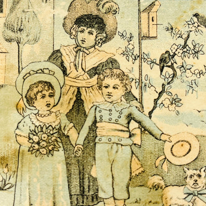 1880 Victorian Trade Card Great Atlantic & Pacific Tea Co Children & Dog AH9-M10