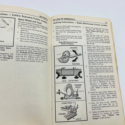 1984 Oldsmobile Owner’s Manual Supplement Service & Maintenance Specs BA1