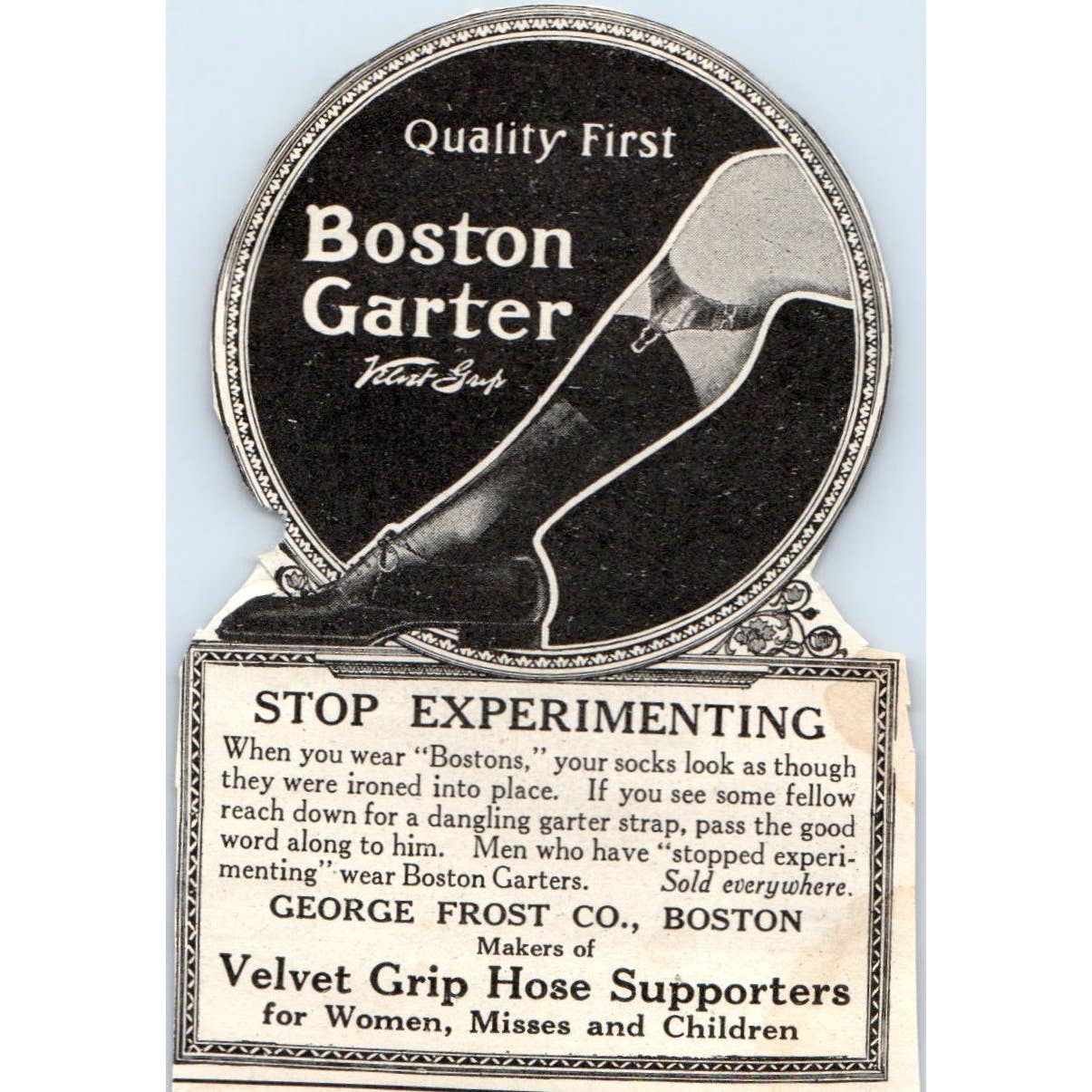 c1920 Harper's Magazine Ad - Boston Garter George Frost Co EA3-4-2