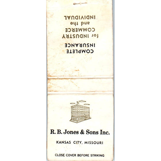 R.B. Jones & Sons Ins. Agency Kansas City MO Advertising Matchbook Cover SA9-M5