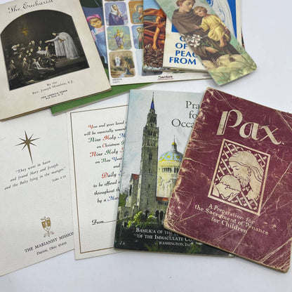 Huge Lot of Vintage Catholic Ephemera Relics Books & More SG5-1