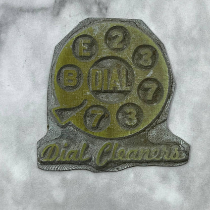 Vintage Printing Letterpress Printers Block Plate Rotary DIAL CLEANERS TJ513