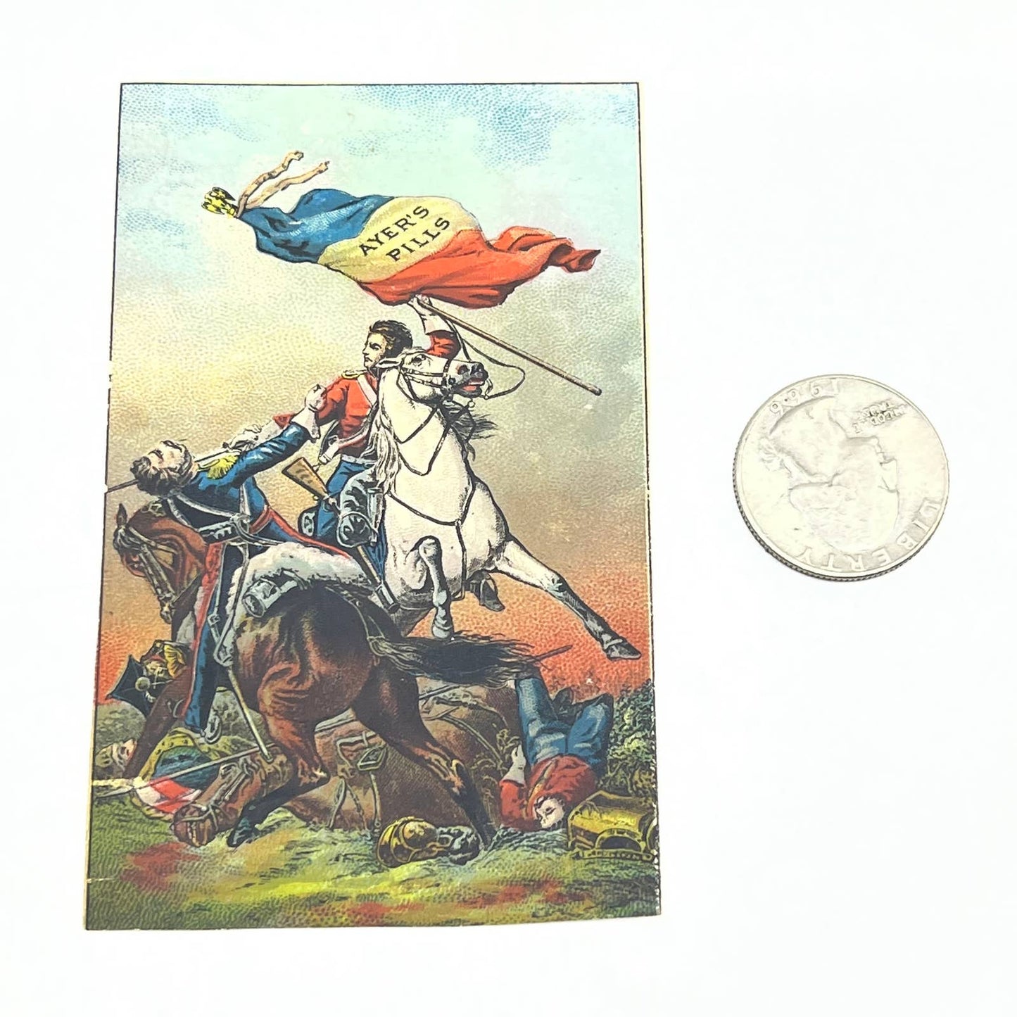 1880s "The Fight for the Standard" Ayer's Pills Soldiers Horses Trade Card AC2