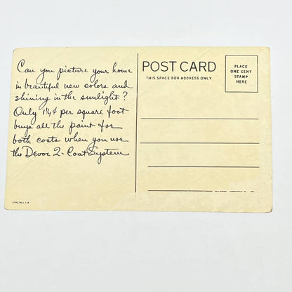 1950s Devoe 2-Coat System Exterior House Paint Ad Post Card AB6