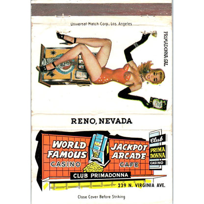 Club Primadonna Reno Nevada Primadonna Girl Pinup Advertising Matchbook SA9-M7