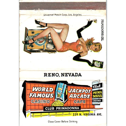 Club Primadonna Reno Nevada Primadonna Girl Pinup Advertising Matchbook SA6-M7