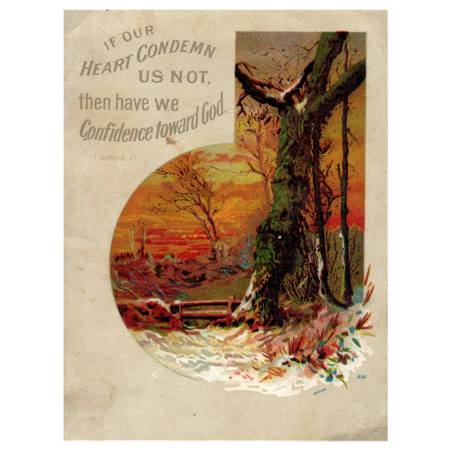 If Our Heart Condemn Us Not... Confidence Towards God - 1880s Prayer Card TJ8-3