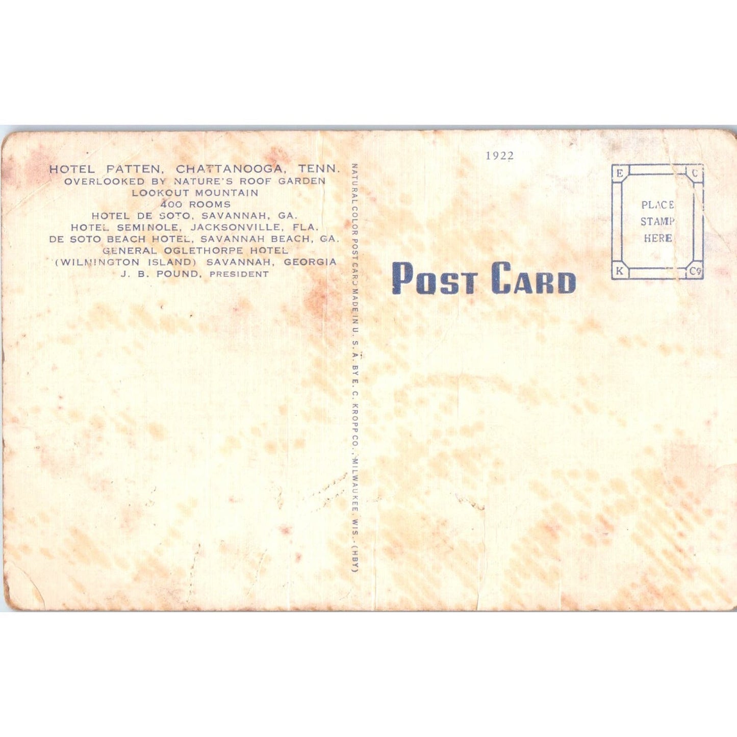 Antique Postcard Hotel Patton Chattanooga TN SE4