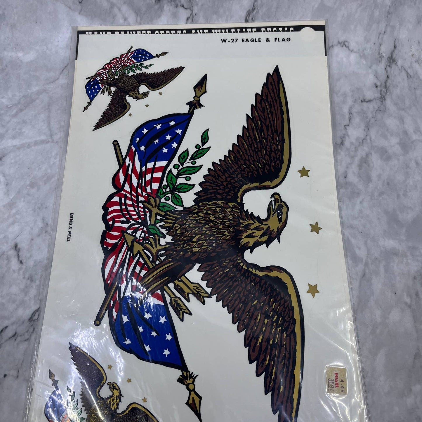 1986 NEW NOS Decorcal Sports & Wildlife Decal W-27 Eagle & Flag FL5
