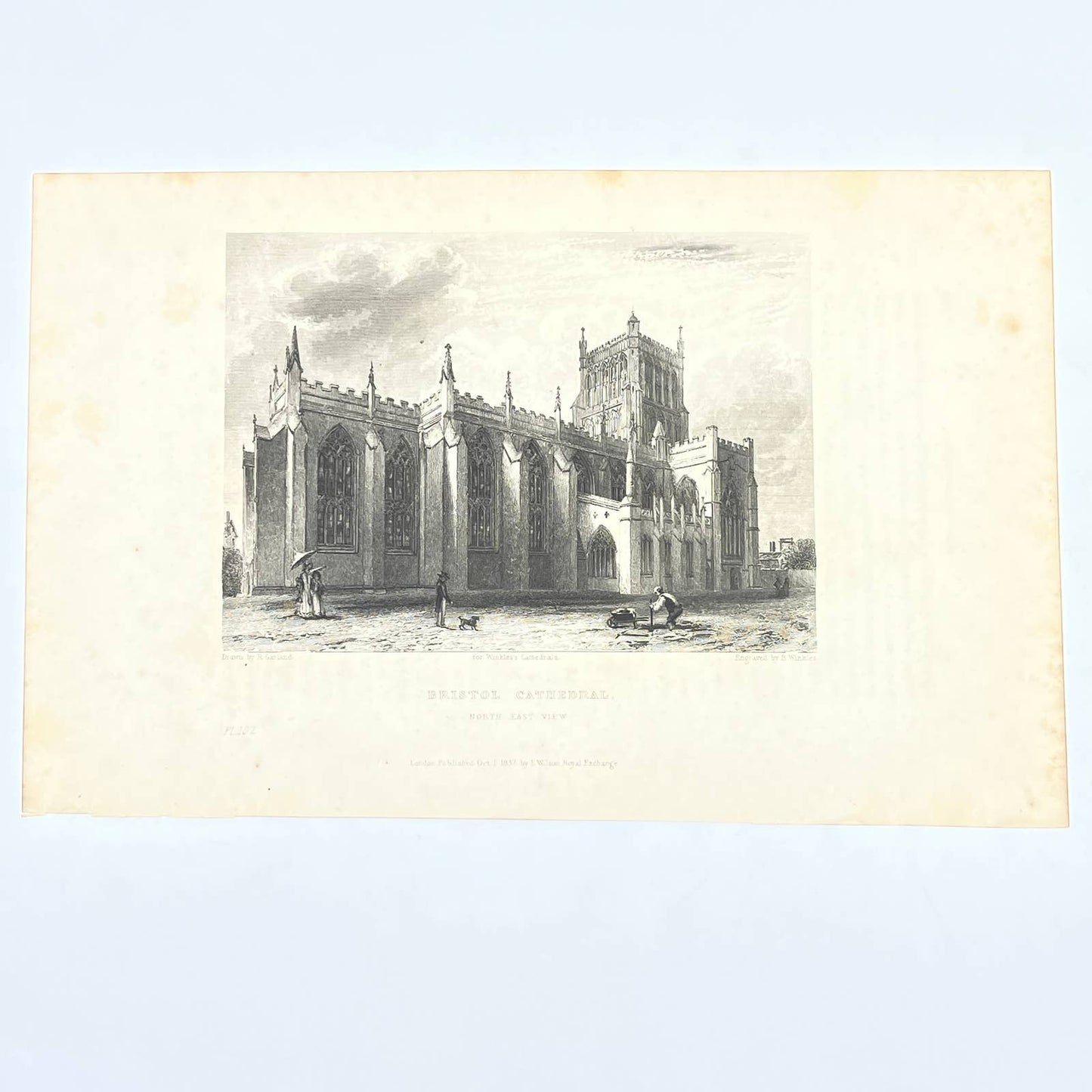 1836 Original Art Engraving Bristol Cathedral North East View AC4