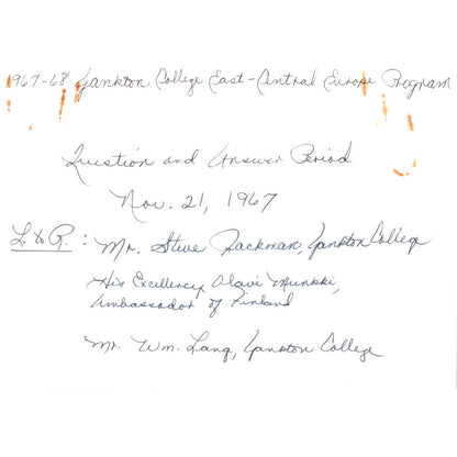 Olavi Munkki Finland Ambassador Yankton College Q&A 1966 Original Photo TK1-P5