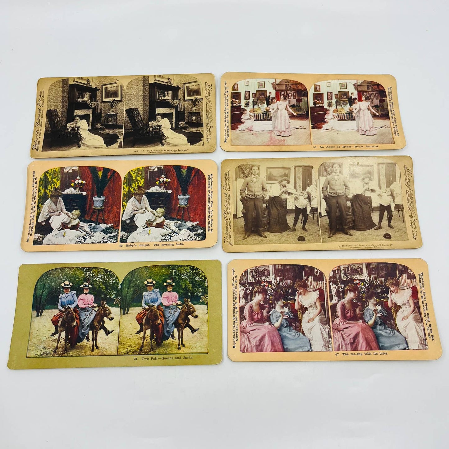 c1900 Lot of 6 Mixed Stereoview Cards Pictures VICTORIAN MEN AND WOMEN TA7-21