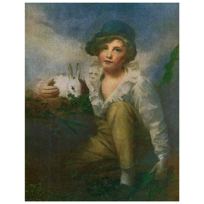 Vintage Art Print Boy with Rabbit Henry Raeburn ~7x9" AC9