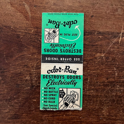 Odor-Ban Destroys Odor Electronically Advertising Matchbook Cover SA9-M12