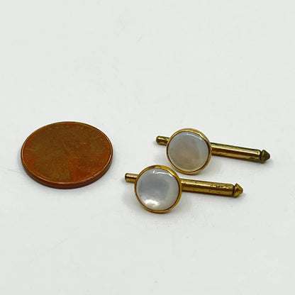 Vintage MCM Brass and Pearl Tone Shirt Studs Set of 2 SD4