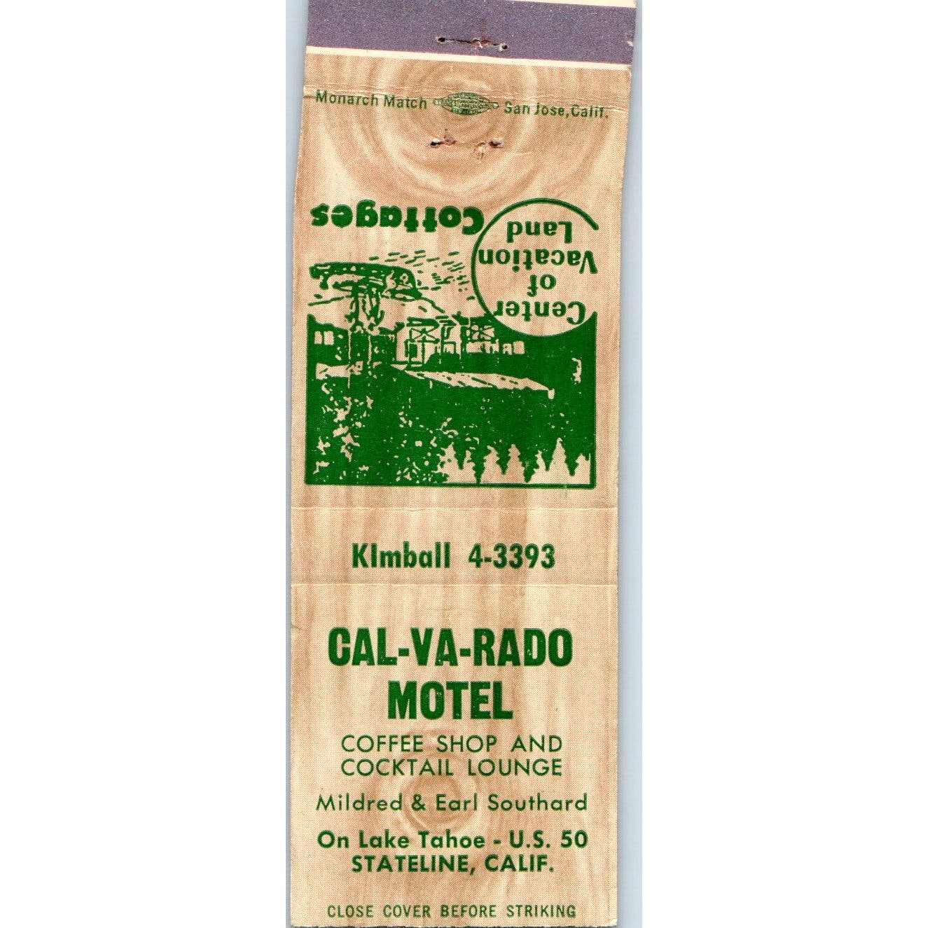 Cal-Va-Rado Motel Stateline CA Advertising Matchbook Cover SA9-M8