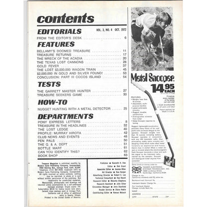 Treasure Magazine - Treasure Hunting Gold Mining Metal Detecting Oct 1972 M4