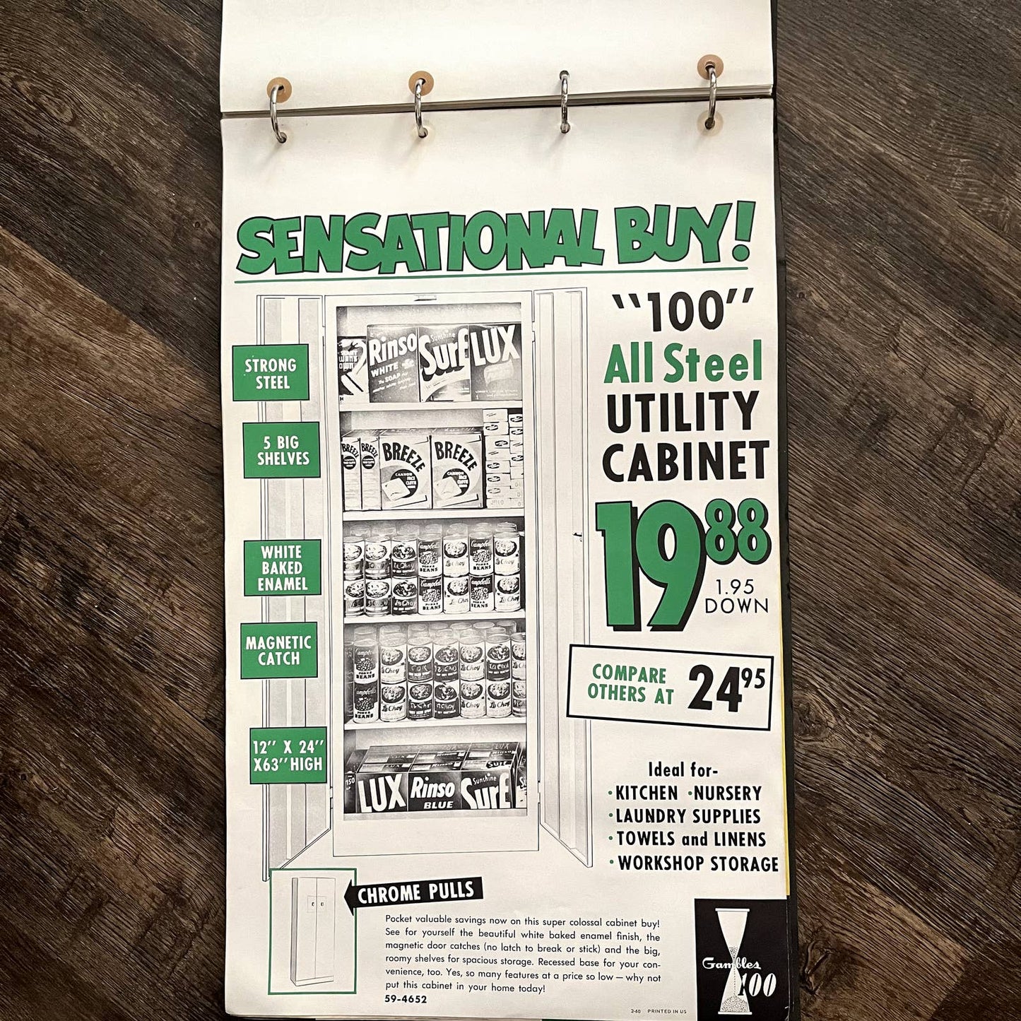 1960 Steel Utility Cabinet Gambles 100 Retail Store Display Poster 13.5x20